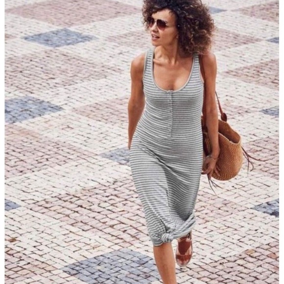 Athleta Hermosa Henley Midi Dress Striped - Picture 3 of 9